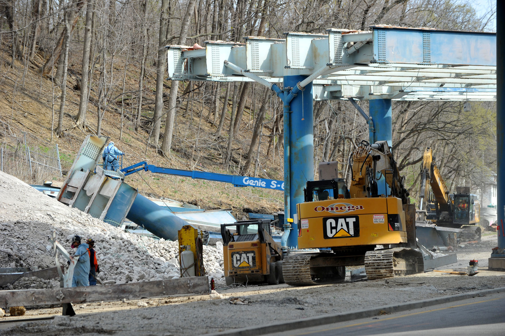 Construction and demolition work for the new Interstate 74 bridge.